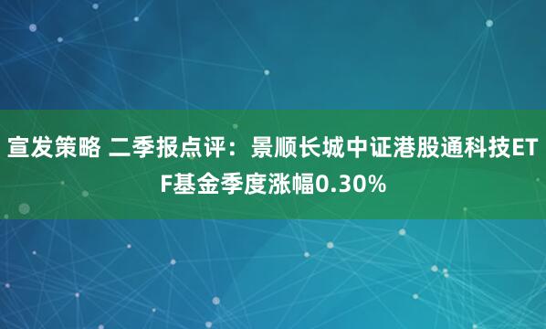 宣发策略 二季报点评：景顺长城中证港股通科技ETF基金季度涨幅0.30%